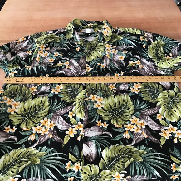 Bishop Street Hawaiian Shirt Men 4XL Green Floral Button Up Pocket Short Sleeve - Picture 7 of 11